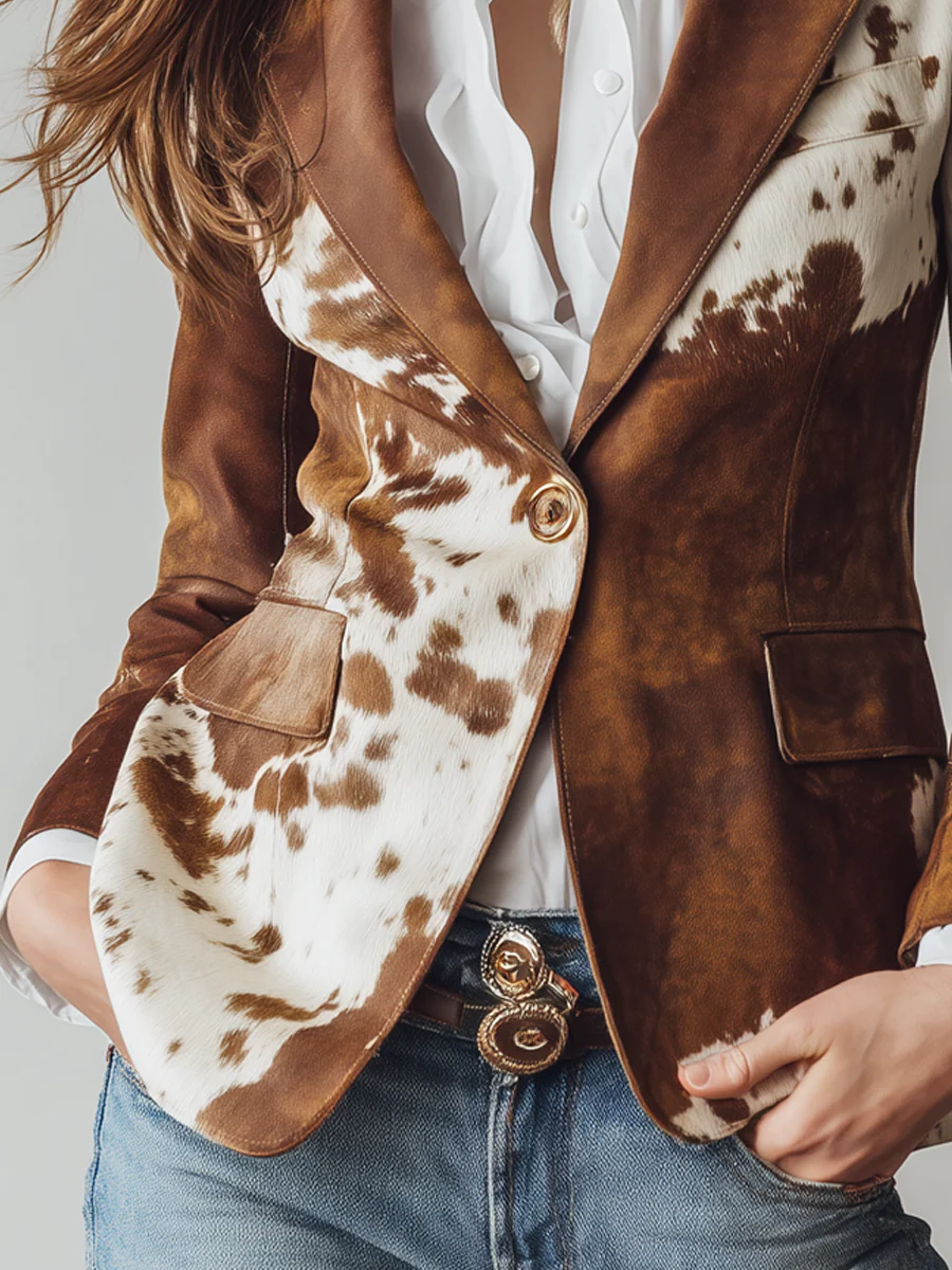 Bennett | Retro Cow Print Suit Jacket