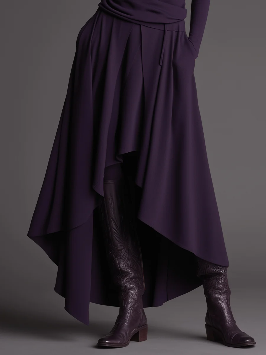 Lilac | Turtleneck Top and Asymmetrical Skirt Set