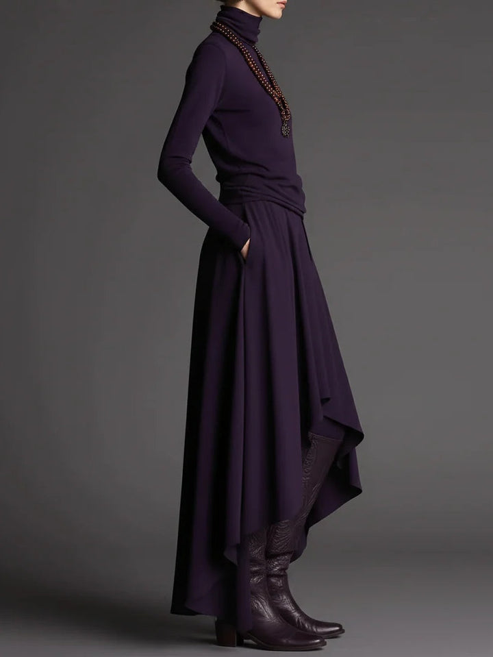 Lilac | Turtleneck Top and Asymmetrical Skirt Set