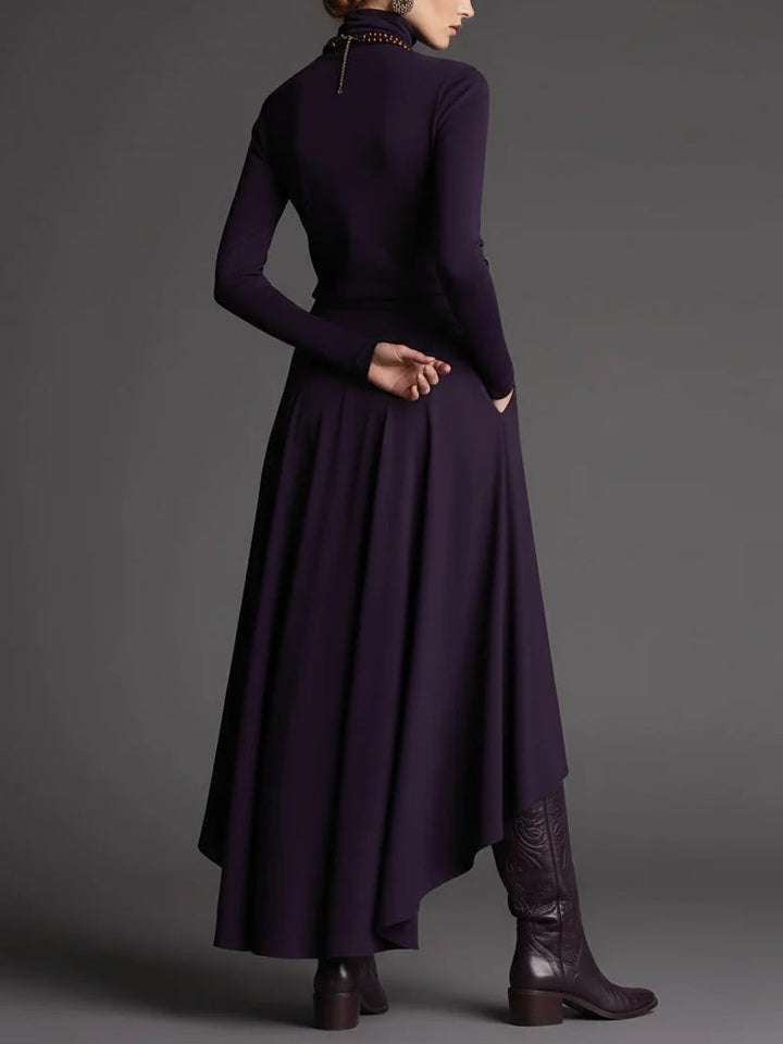 Lilac | Turtleneck Top and Asymmetrical Skirt Set