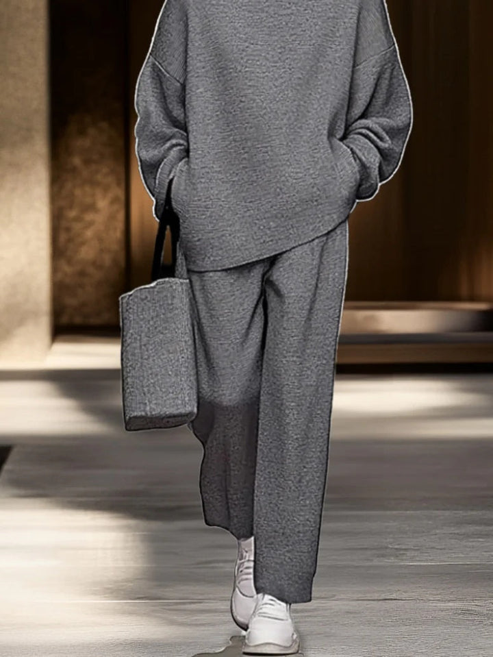 Sophia | Gray Top and Wide-leg Pants Set