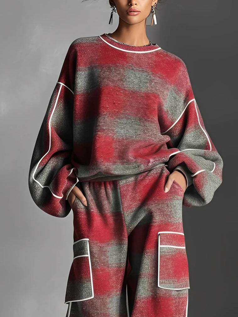 Samantha | Color-blocked Sweatshirt and Casual Pants Set