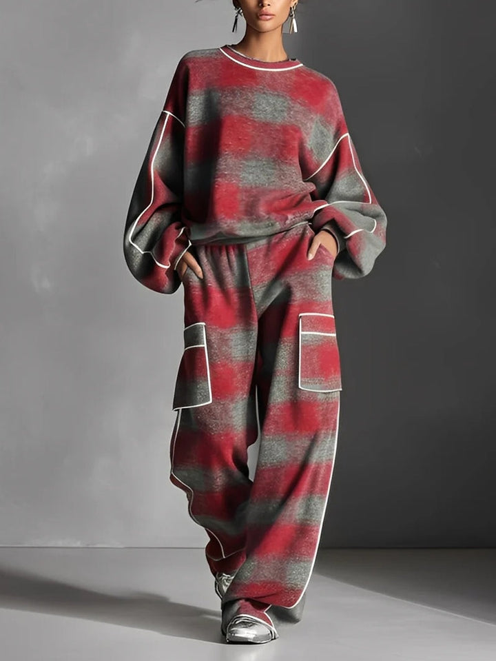 Samantha | Color-blocked Sweatshirt and Casual Pants Set