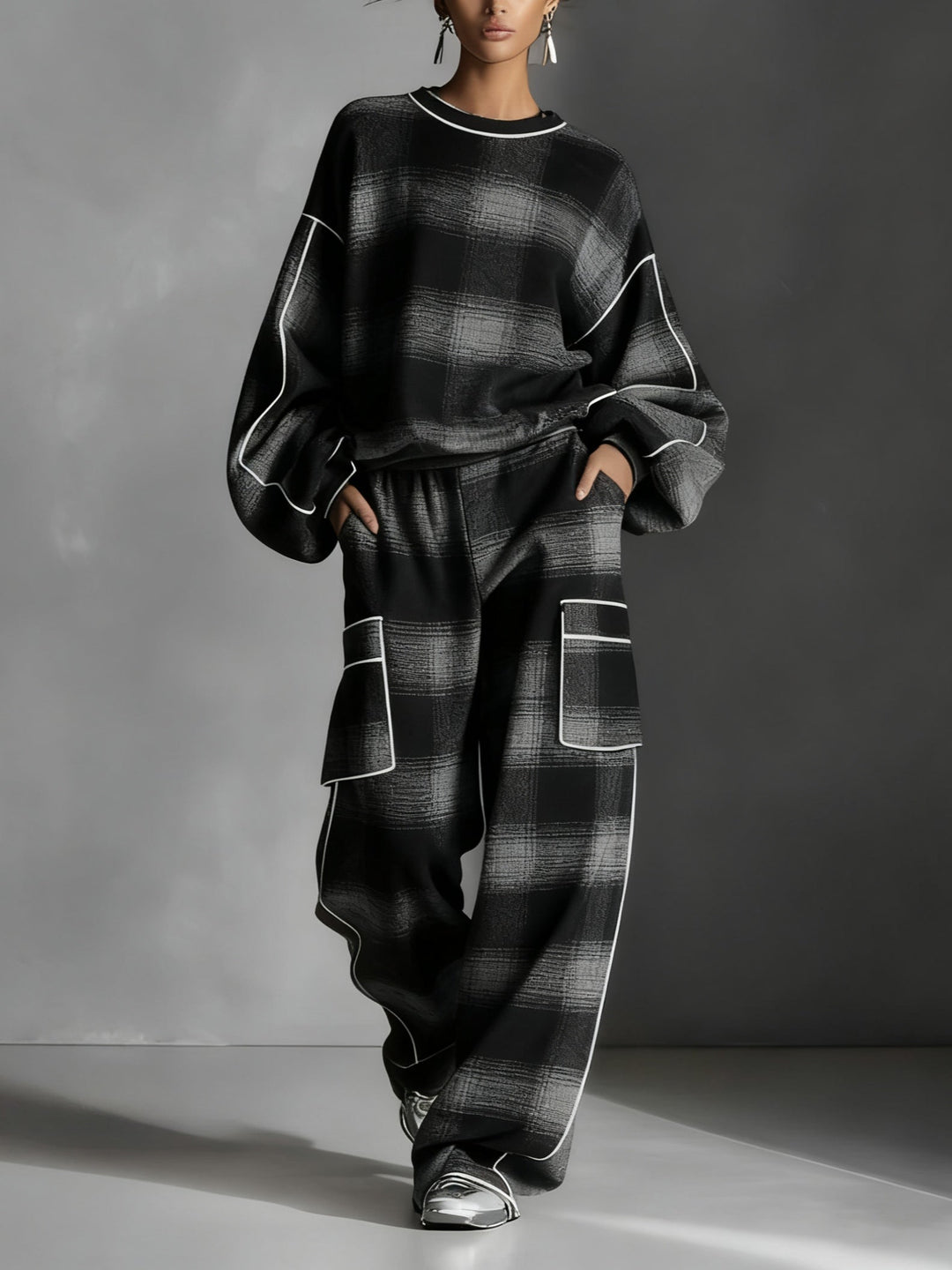 Grayden | Plaid Sweatshirt and Pants Set