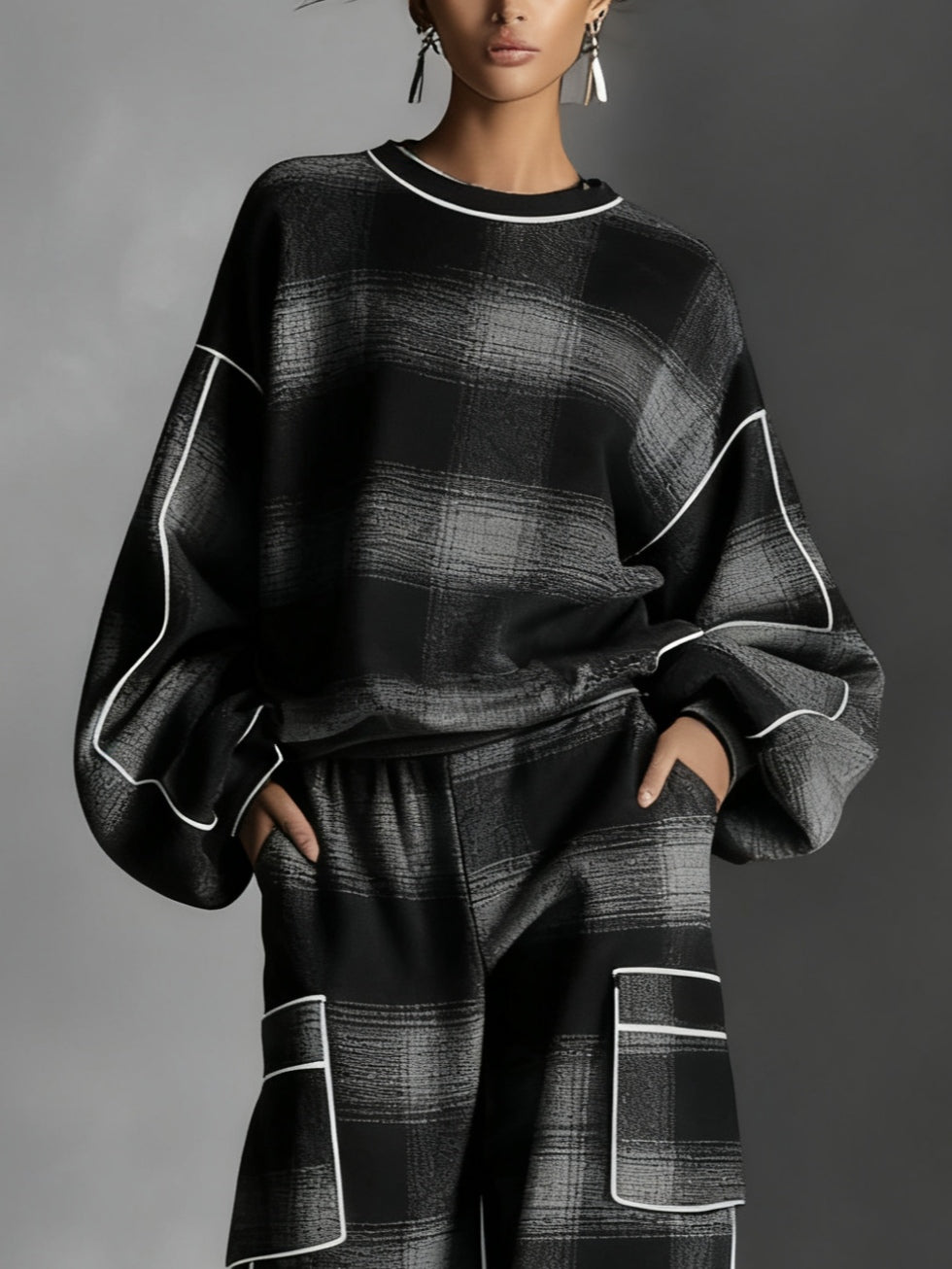 Grayden | Plaid Sweatshirt and Pants Set