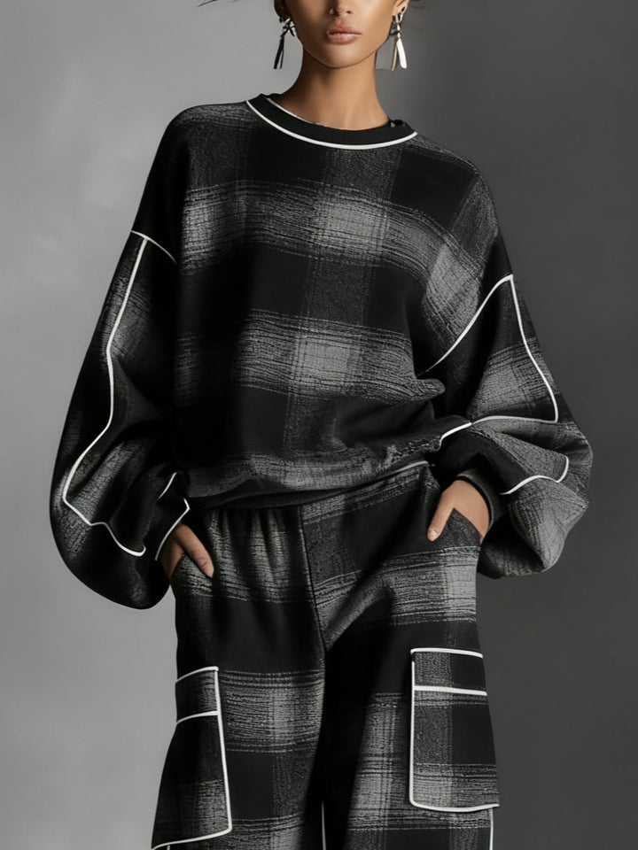 Grayden | Plaid Sweatshirt and Pants Set