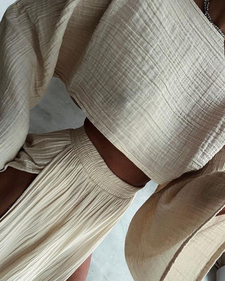 Lila | Slit Cotton and Linen Two-Piece Set