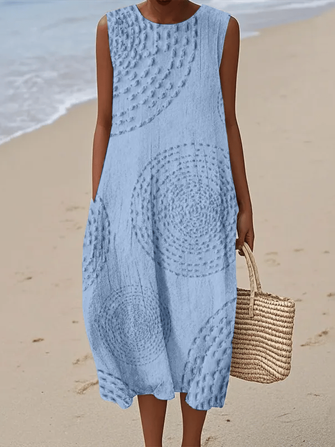Ladies | Casual Printed Round Neck Sleeveless Dress
