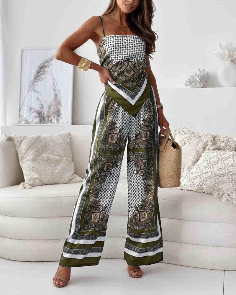Lila | Printed Lace-Up Vest & Pants Set