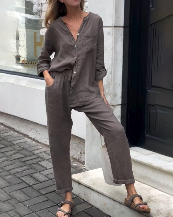 Liam | V-Neck Shirt & Pants Set
