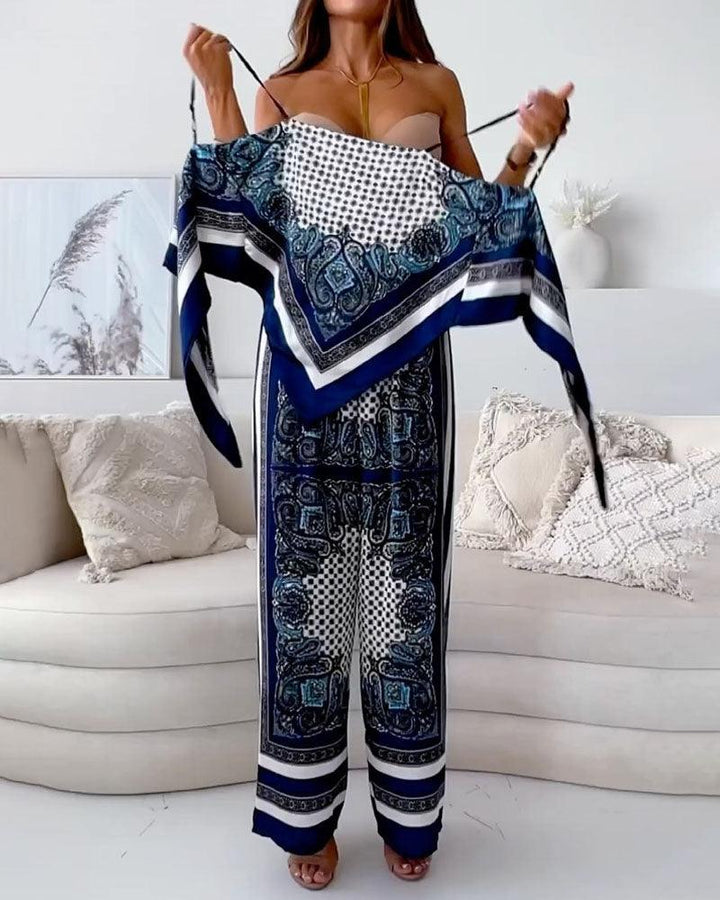 Lila | Printed Lace-Up Vest & Pants Set