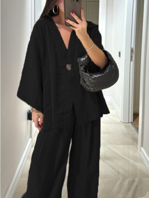 Sienna | V-Neck Top & Pants Set