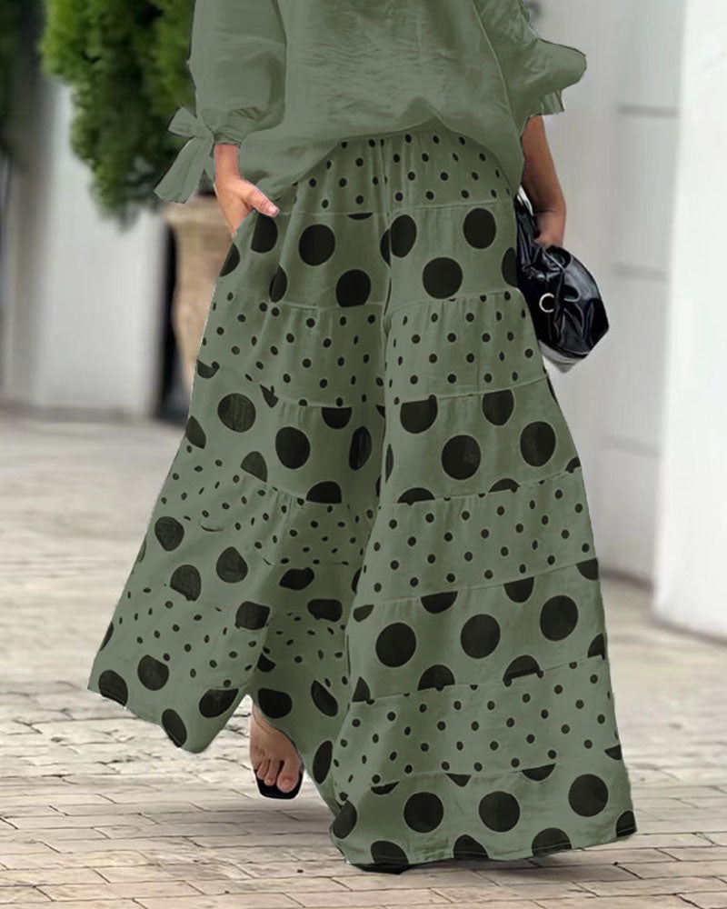 Samantha | Casual Shoulder Top & Printed Pants Set