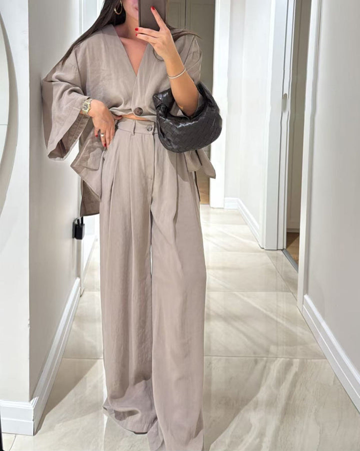 Sienna | V-Neck Top & Pants Set