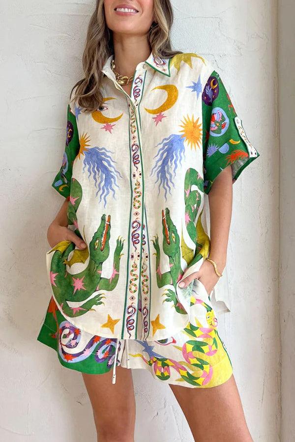 Nova | Heavenly Blouse and Pocketed Shorts Set