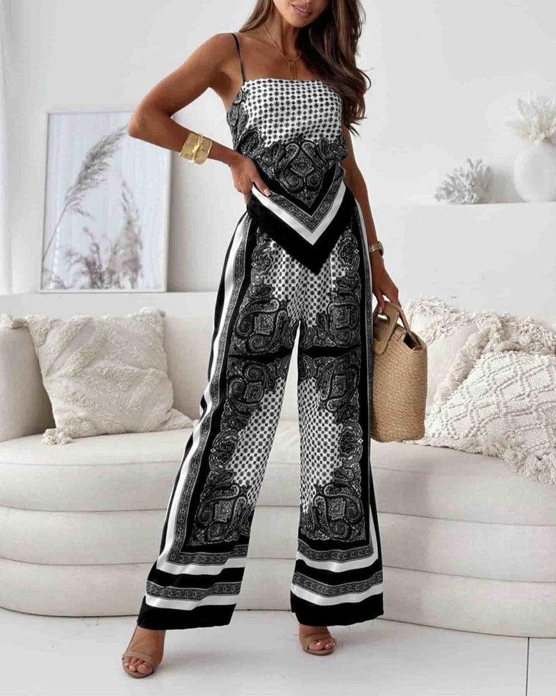 Lila | Printed Lace-Up Vest & Pants Set