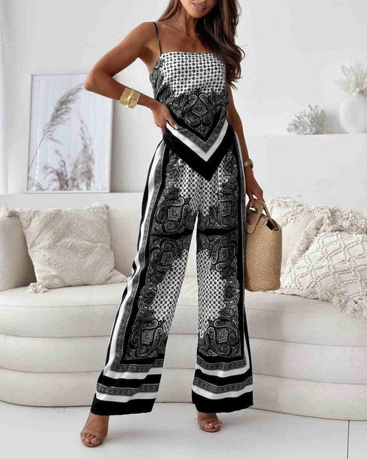 Lila | Printed Lace-Up Vest & Pants Set