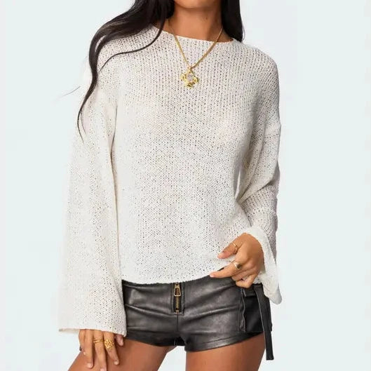 ARIELLA™ - Women’s Light Knit Drop Shoulder Sweater Relaxed Fit Casual Pullover