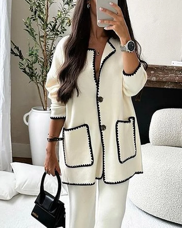 Sofia | Edge Decorated Jacket Casual Pants Set