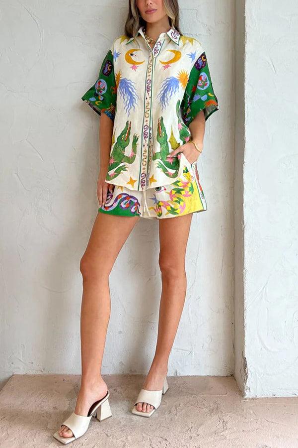 Nova | Heavenly Blouse and Pocketed Shorts Set