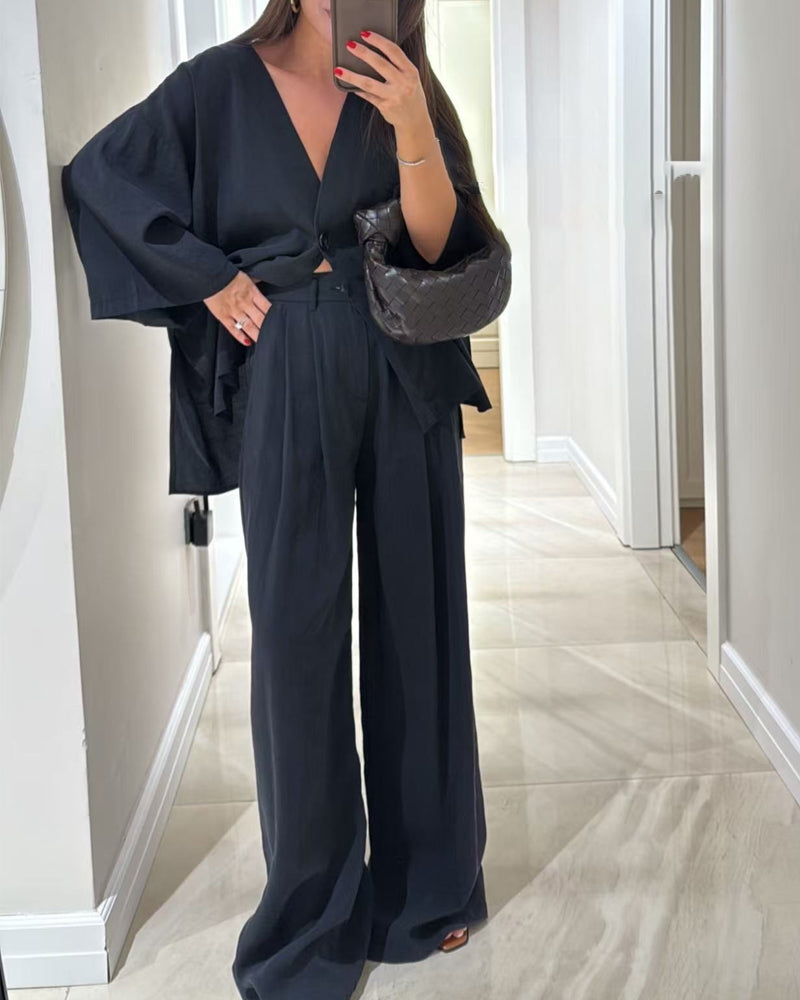 Sienna | V-Neck Top & Pants Set