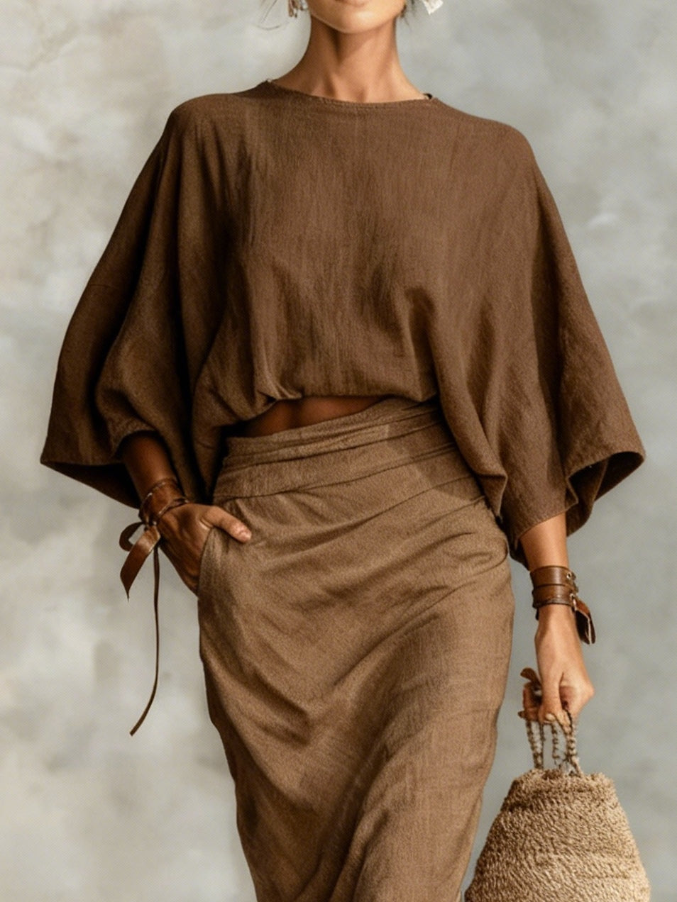 Lila | Batwing Sleeve Top and Long Skirt Set