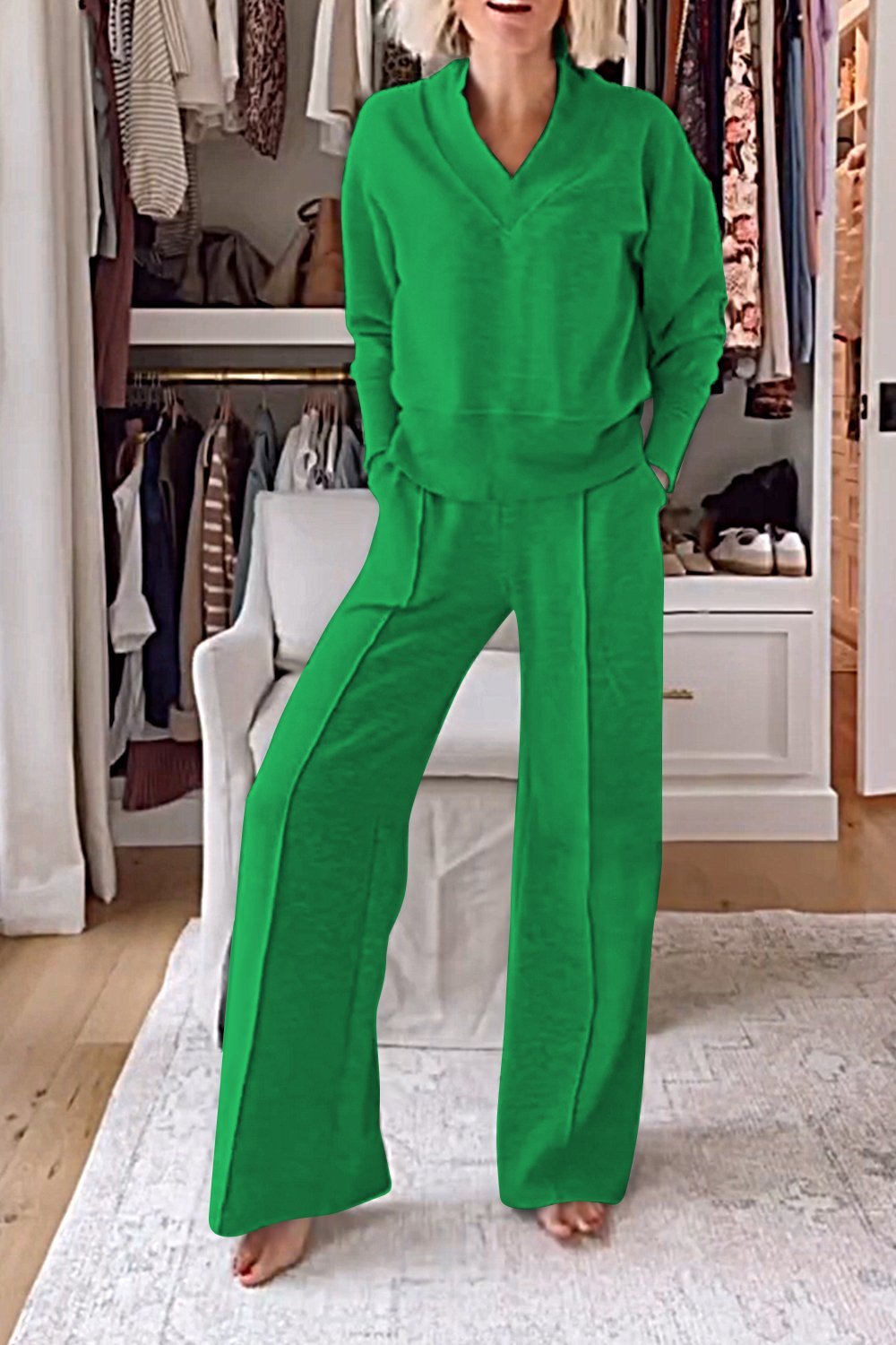 Samantha | V-neck Top & Pants Set