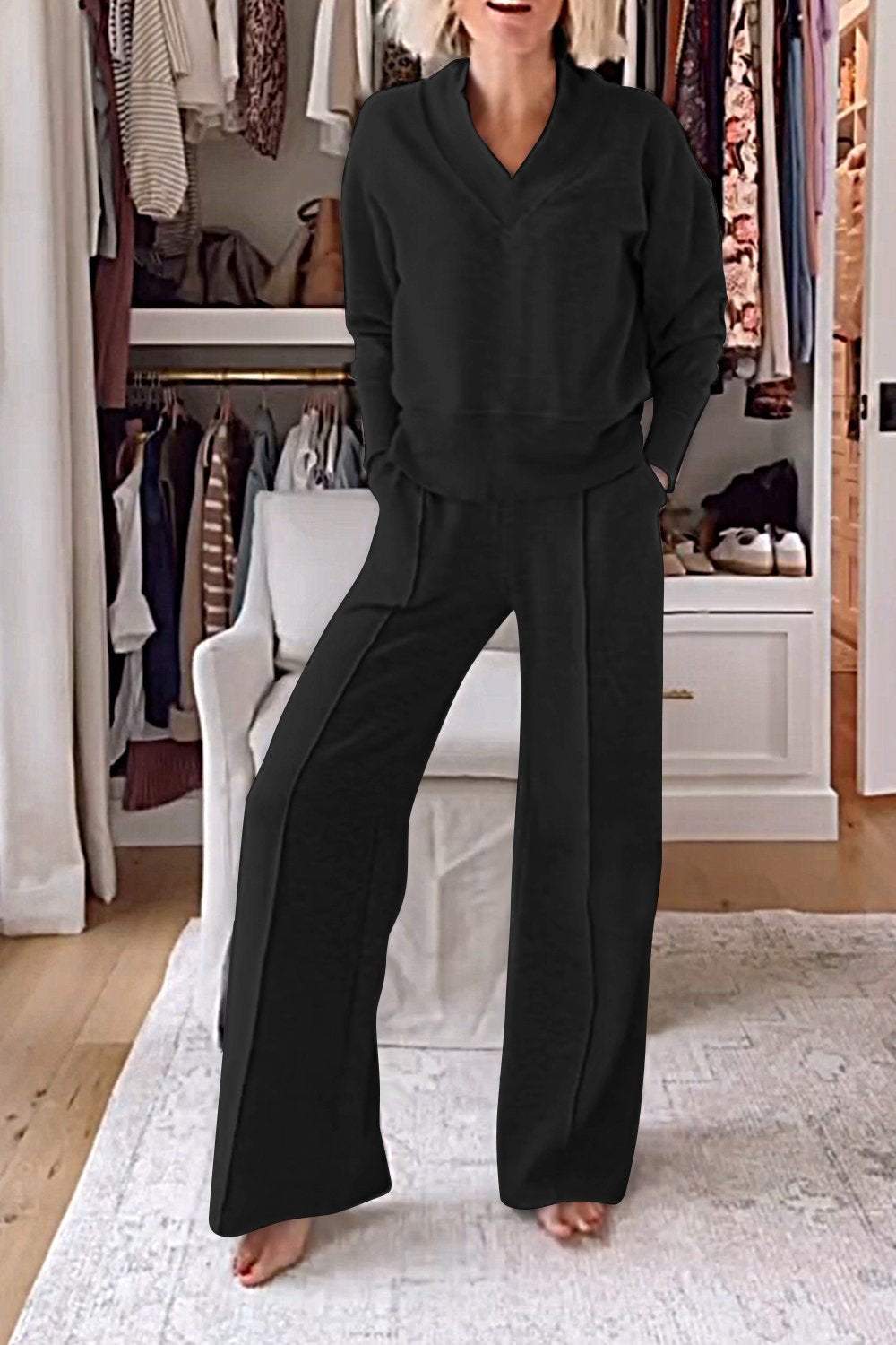 Samantha | V-neck Top & Pants Set