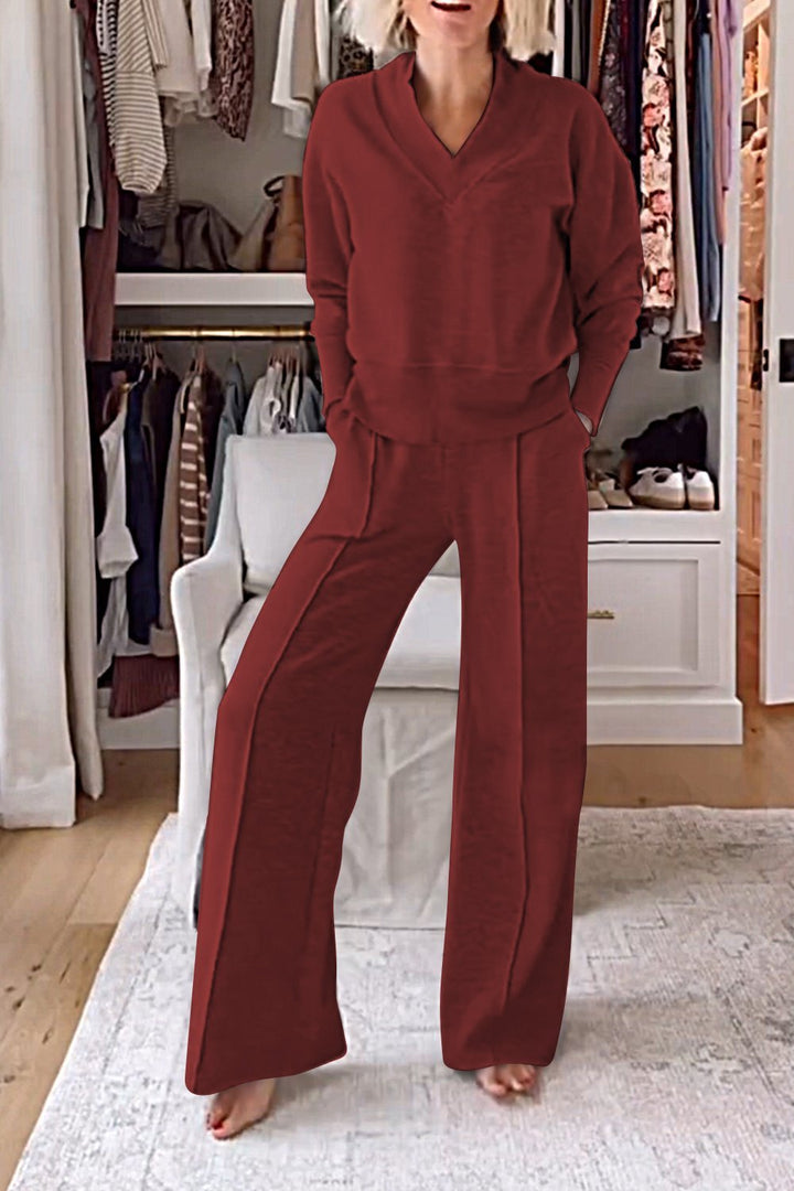 Samantha | V-neck Top & Pants Set