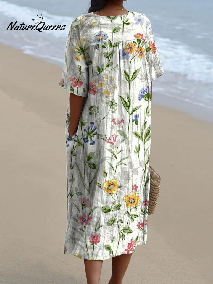 Women's | Vintage Floral Casual Flowing Dress