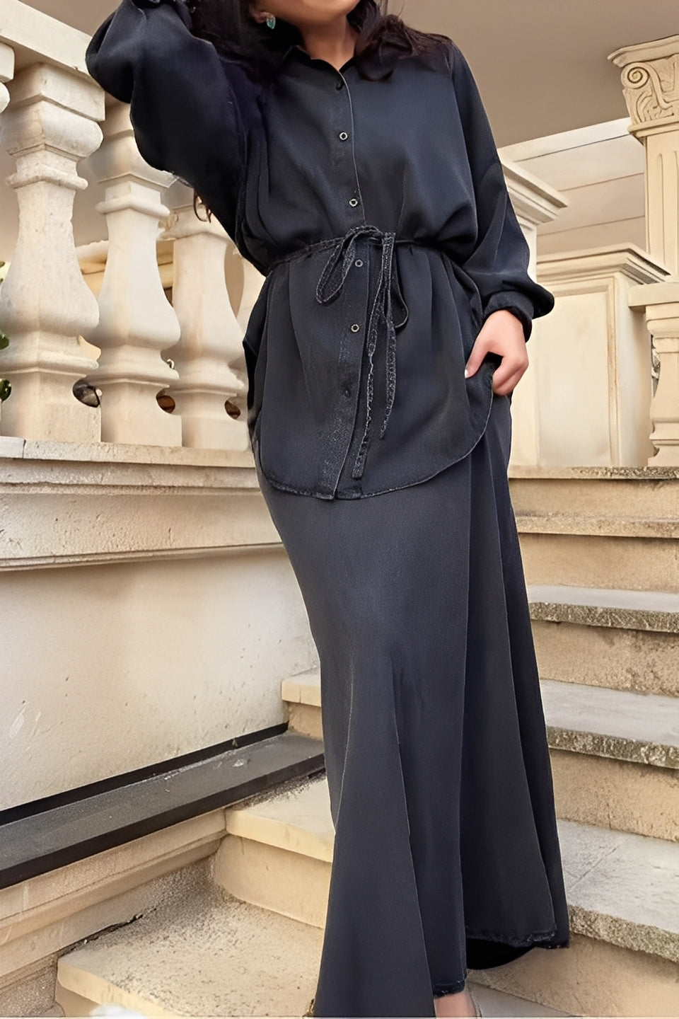 Samantha | Tie-Drawstring Shirt and Skirt Set