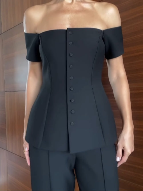 Sofia | Off-Shoulder Vest Suit