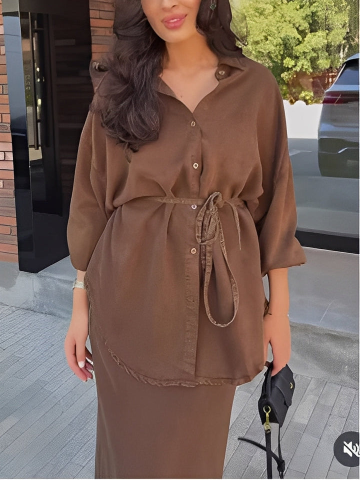 Sienna | Tie-Drawstring Shirt and Skirt Set