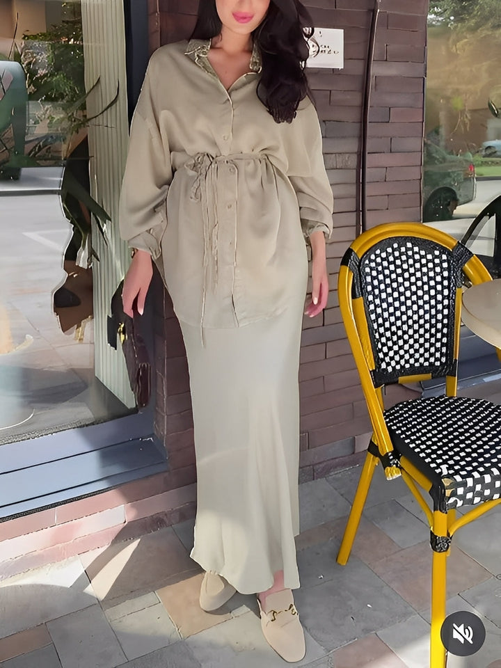 Samantha | Tie-Drawstring Shirt and Skirt Set