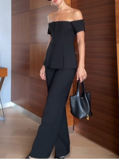 Sofia | Off-Shoulder Vest Suit