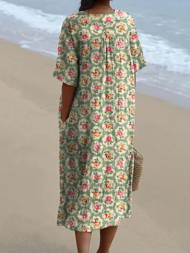 Women's | Vintage Floral Print Casual Flowy Dress